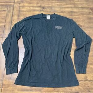 PINK Victoria’s Secret Black Rhinestone Logo Long Sleeve Tee Medium